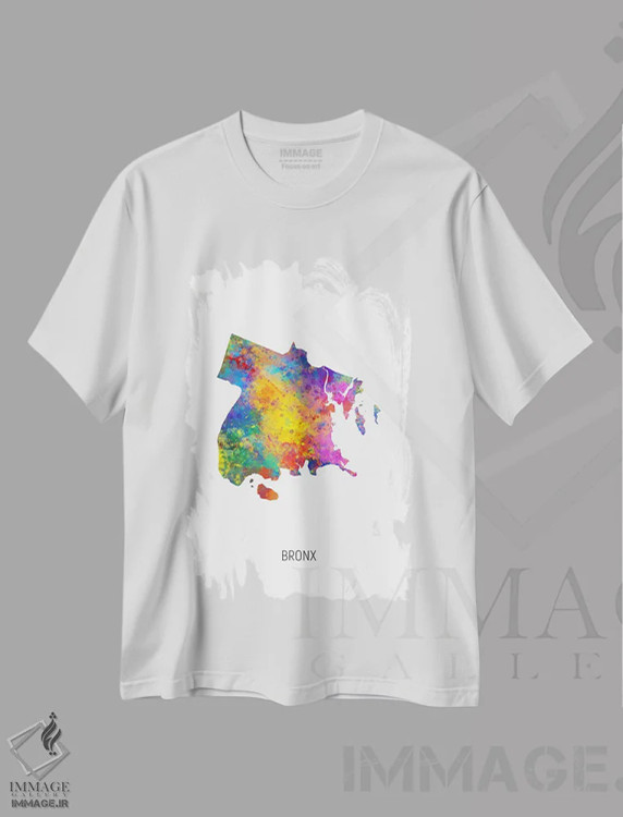 تیشرت سفید طرح دار – تیشرت شهری ,نقشهٔ برانکس، نیویورک سیتی اثر مایکل تامپست فروشگاه ایماژ