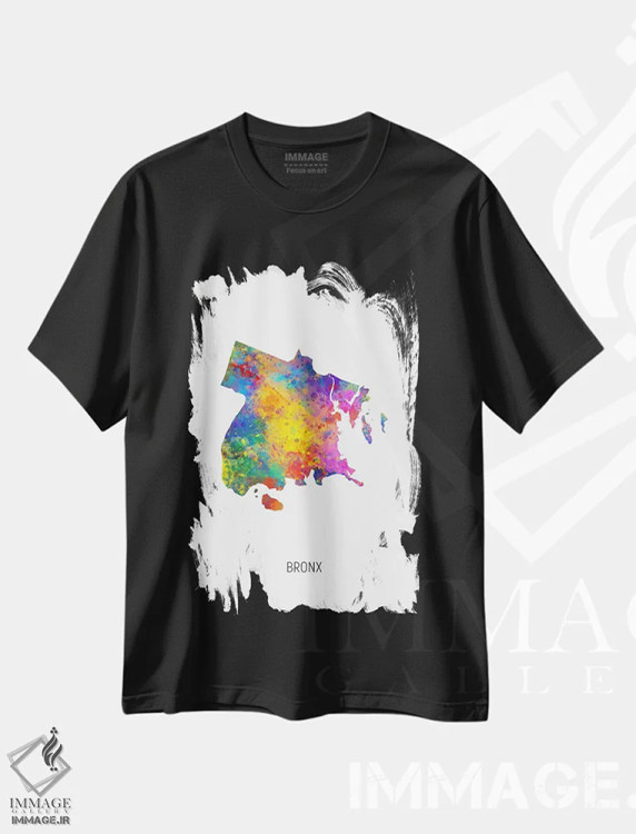 تیشرت مشکی طرح دار – تیشرت شهری ,نقشهٔ برانکس، نیویورک سیتی اثر مایکل تامپست immage.ir