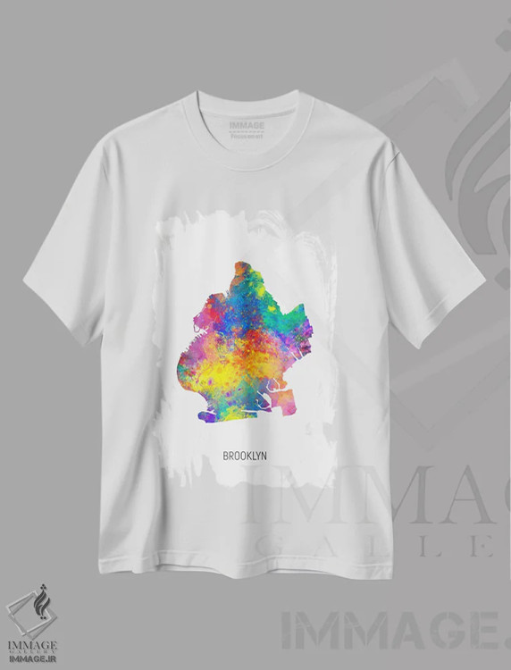 تیشرت سفید طرح دار – تیشرت شهری ,نقشهٔ بروکلین، نیویورک سیتی اثر مایکل تامپست immage.ir