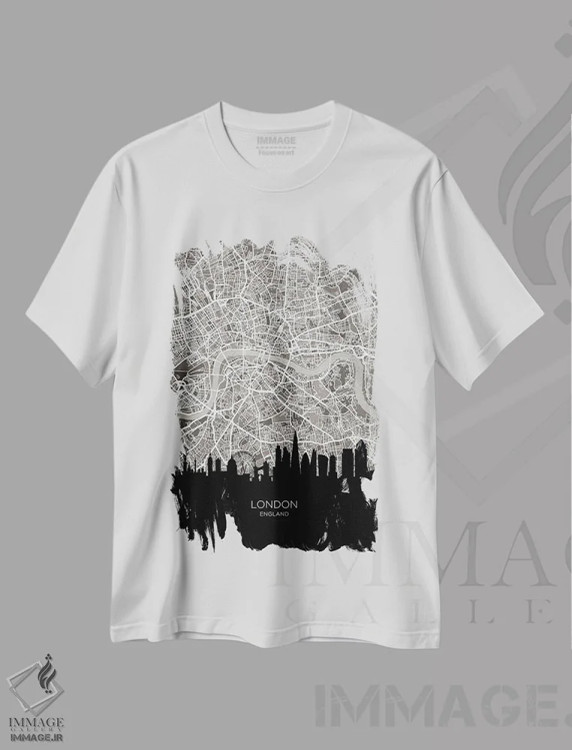 تیشرت سفید طرح دار – تیشرت نقشه ای ,نقشه خط افق لندن اثر مایکل تامپست immage.ir