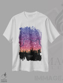تیشرت سفید طرح دار – تیشرت گرافیکی رنگی ,نقشه خط افق لندن در غروب آفتاب اثر مایکل تامپست فروشگاه ایماژ