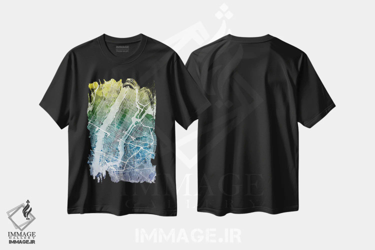 تیشرت مشکی طرح دار – تیشرت نقشه ای ,New York, USA II,نیویورک سیتی، نیویورک، آمریکا اثر مایکل تامپست immage.ir