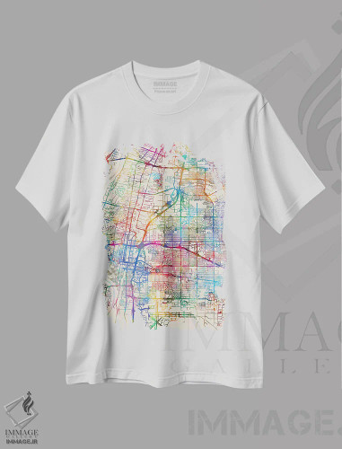 تیشرت سفید طرح دار – تیشرت نقشه گرادیانی ,New Mexico, USA,آلبوکرکی، نیومکزیکو، آمریکا اثر مایکل تامپست فروشگاه ایماژ