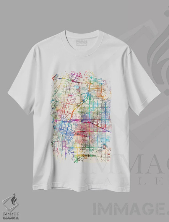 تیشرت سفید طرح دار – تیشرت نقشه گرادیانی ,New Mexico, USA,آلبوکرکی، نیومکزیکو، آمریکا اثر مایکل تامپست فروشگاه ایماژ