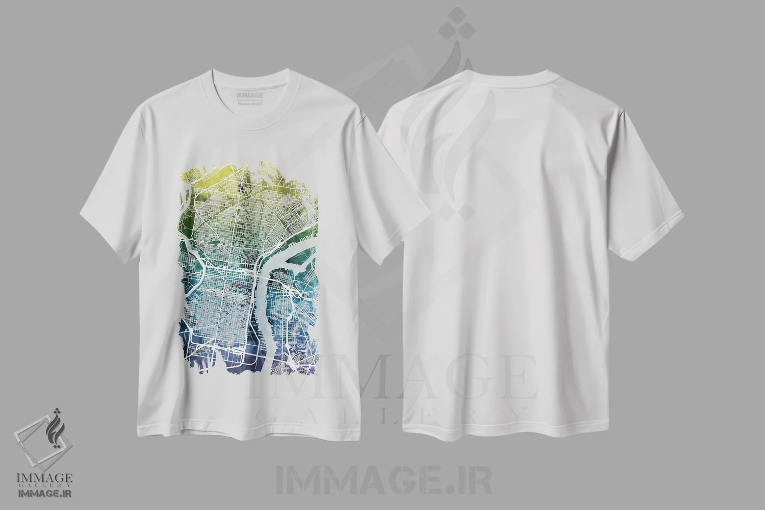 تیشرت سفید طرح دار – تیشرت آبستره ,Pennsylvania, USA,نقشه گرادیانی فیلادلفیا، پنسیلوانیا، آمریکا اثر مایکل تامپست immage.ir