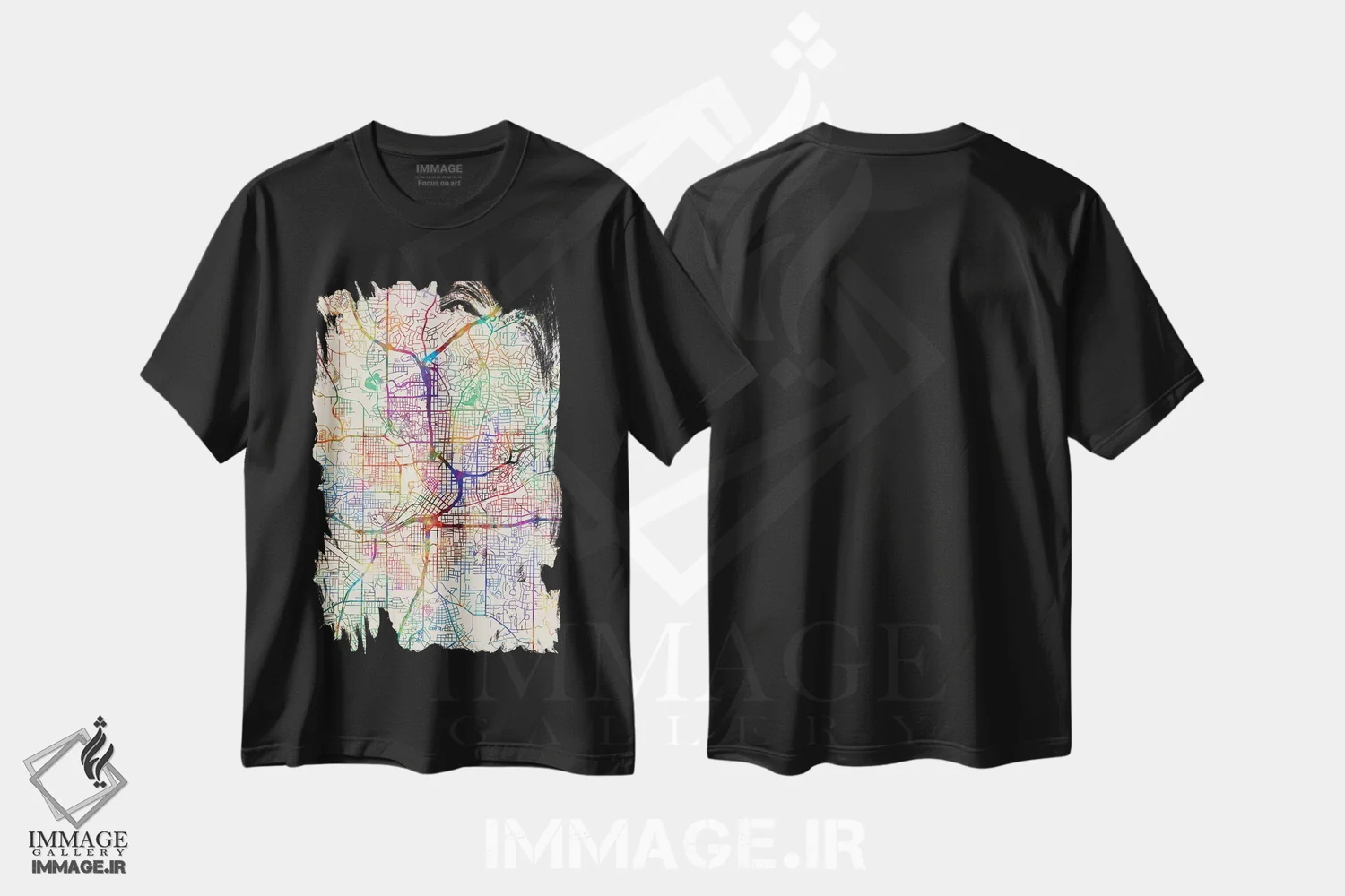 تیشرت مشکی طرح دار – تیشرت نقشه شهری ,Georgia, USA,آتلانتا، جورجیا، آمریکا اثر مایکل تامپست فروشگاه ایماژ
