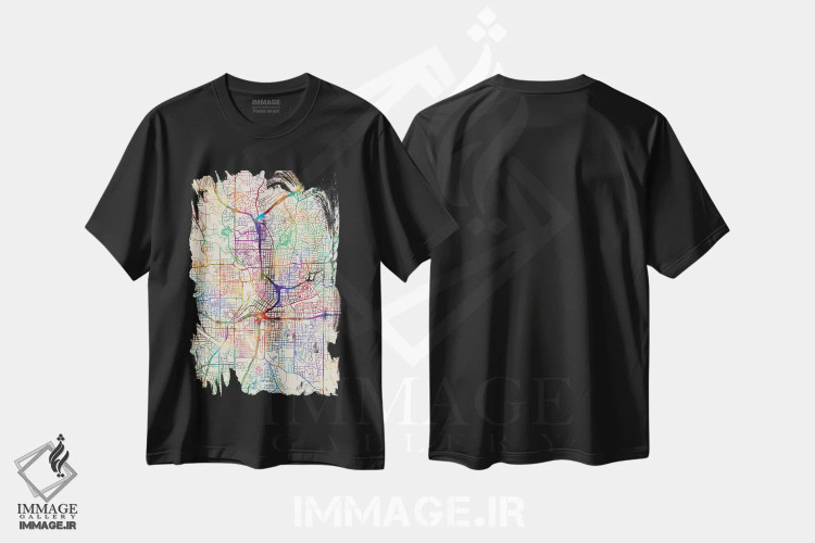 تیشرت مشکی طرح دار – تیشرت نقشه شهری ,Georgia, USA,آتلانتا، جورجیا، آمریکا اثر مایکل تامپست فروشگاه ایماژ