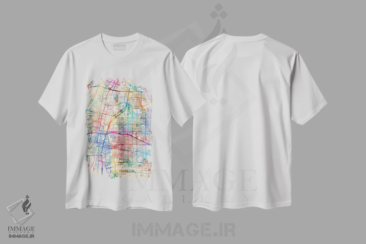 تیشرت سفید طرح دار – تیشرت نقشه گرادیانی ,New Mexico, USA,آلبوکرکی، نیومکزیکو، آمریکا اثر مایکل تامپست فروشگاه ایماژ