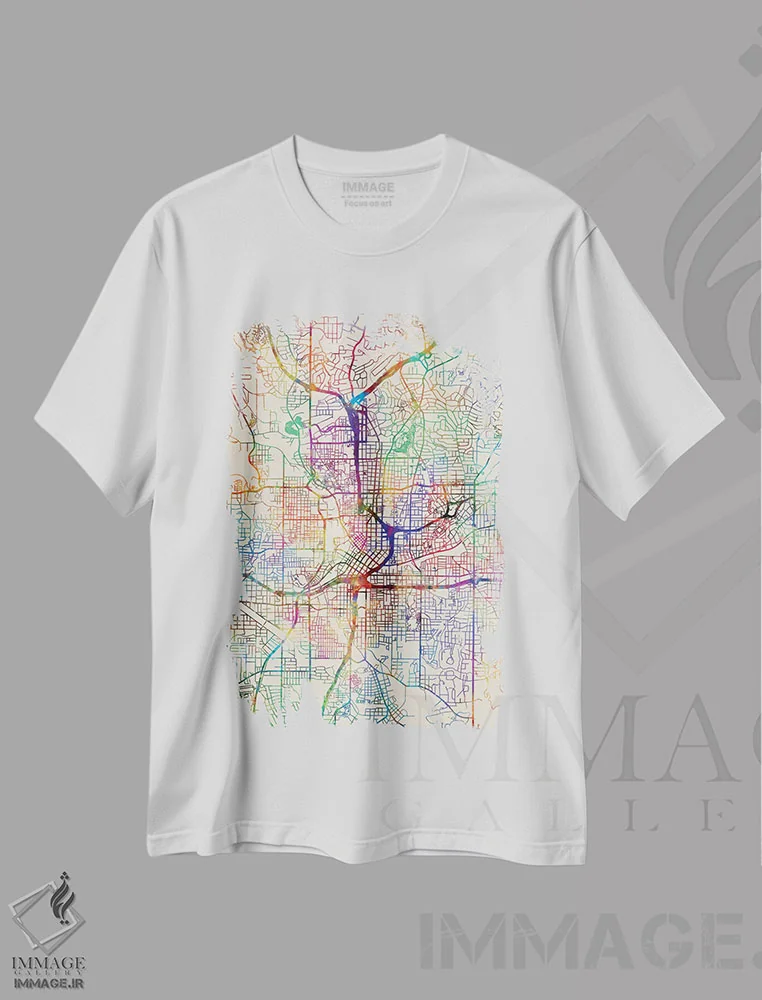 تیشرت سفید طرح دار – تیشرت نقشه شهری ,Georgia, USA,آتلانتا، جورجیا، آمریکا اثر مایکل تامپست immage.ir