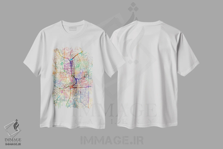 تیشرت سفید طرح دار – تیشرت نقشه شهری ,Georgia, USA,آتلانتا، جورجیا، آمریکا اثر مایکل تامپست immage.ir