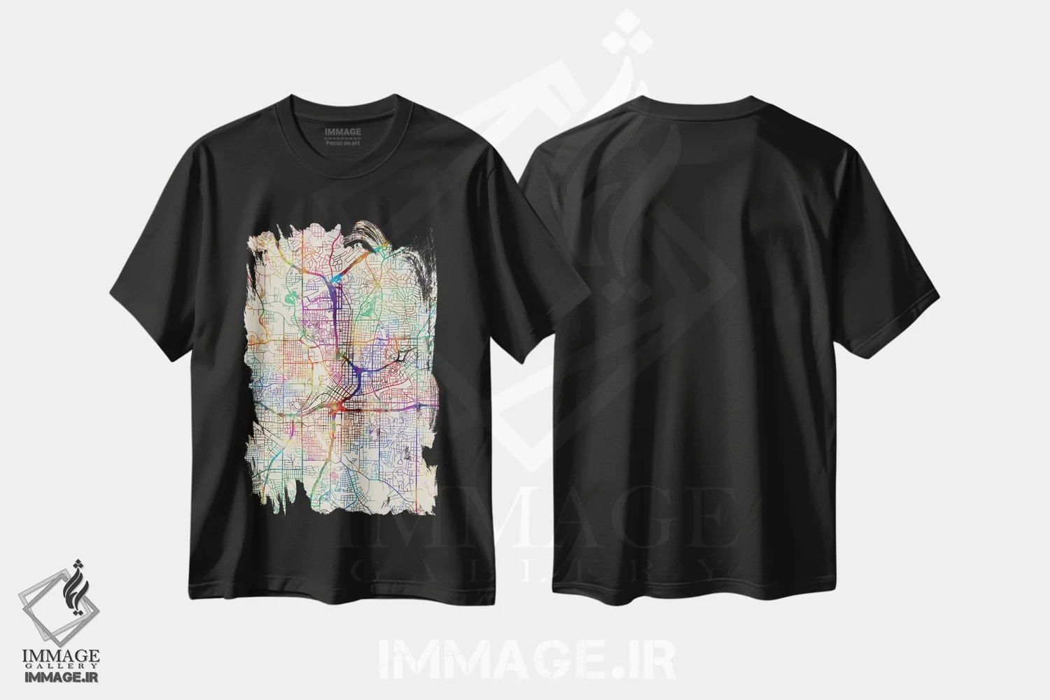 تیشرت مشکی طرح دار – تیشرت نقشه شهری ,Georgia, USA,آتلانتا، جورجیا، آمریکا اثر مایکل تامپست فروشگاه ایماژ