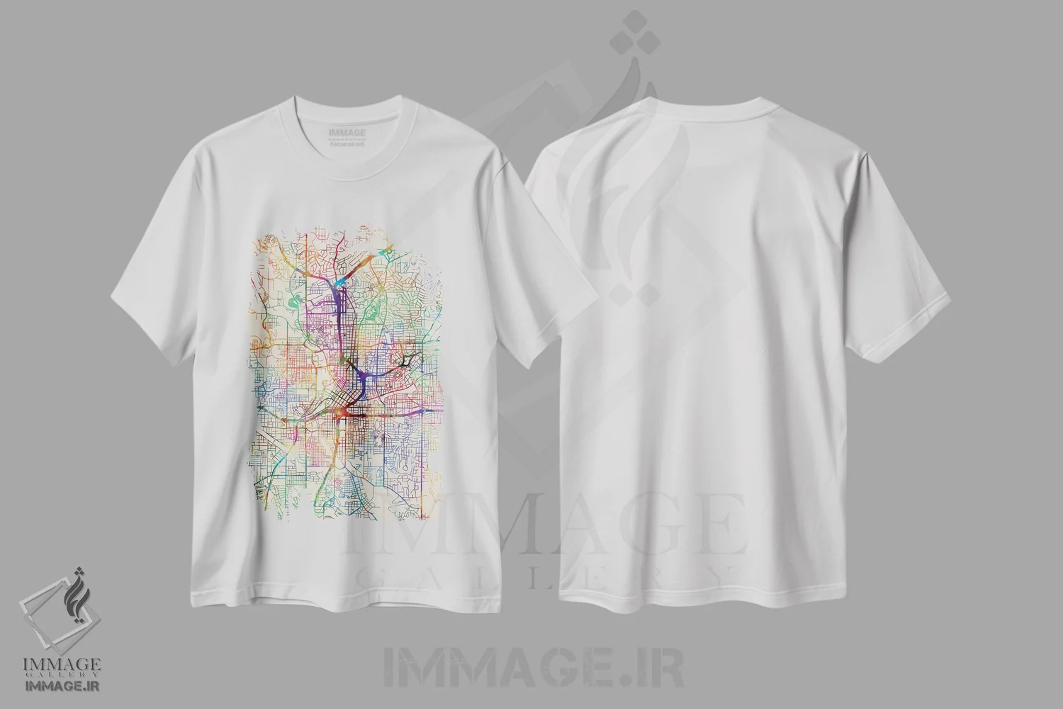 تیشرت سفید طرح دار – تیشرت نقشه شهری ,Georgia, USA,آتلانتا، جورجیا، آمریکا اثر مایکل تامپست immage.ir