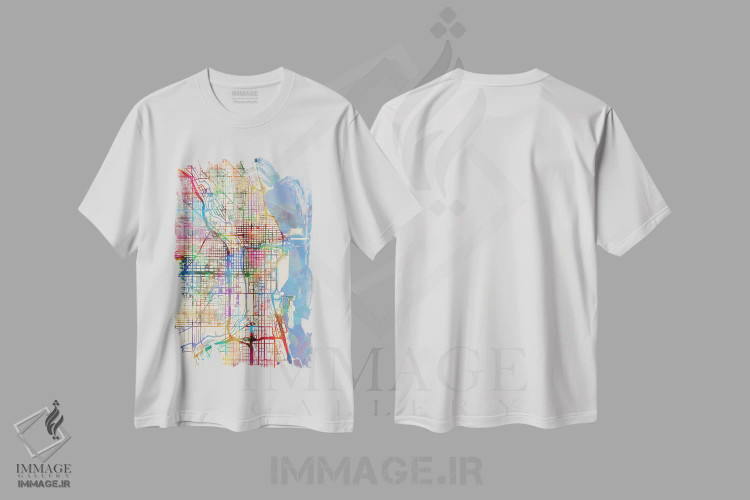 تیشرت سفید طرح دار – تیشرت نقشه انتزاعی ,Illinois, USA,شیکاگو، ایلینوی، آمریکا اثر مایکل تامپست immage.ir