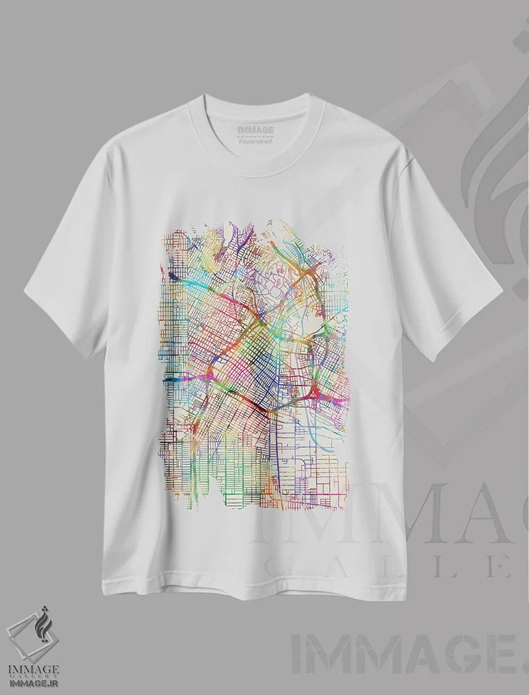 تیشرت سفید طرح دار – تیشرت هنری لس آنجلس ,California, USA,لس آنجلس، کالیفرنیا، آمریکا اثر مایکل تامپست فروشگاه ایماژ