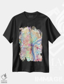 تیشرت مشکی طرح دار – تیشرت شهری ,Pennsylvania, USA,نقشه رنگین کمانی فیلادلفیا، پنسیلوانیا، آمریکا اثر مایکل تامپست immage.ir