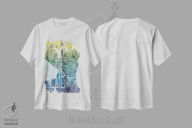 تیشرت سفید طرح دار – تیشرت انتزاعی ,Washington, USA,نقشه گرادیان سیاتل، واشینگتن، آمریکا اثر مایکل تامپست immage.ir
