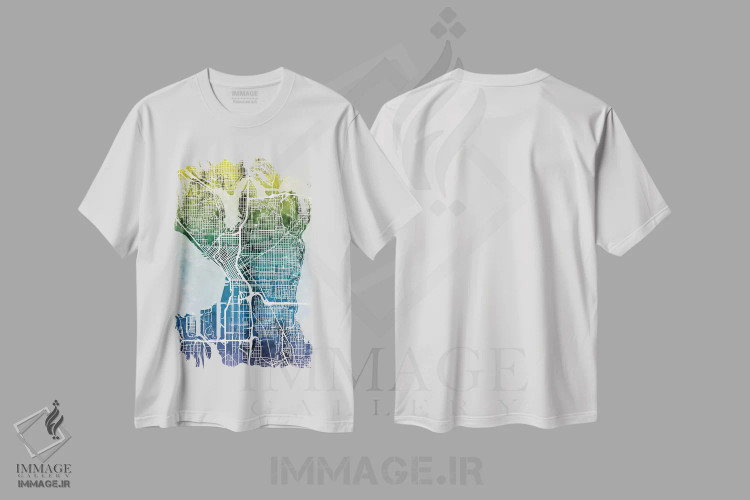 تیشرت سفید طرح دار – تیشرت انتزاعی ,Washington, USA,نقشه گرادیان سیاتل، واشینگتن، آمریکا اثر مایکل تامپست immage.ir