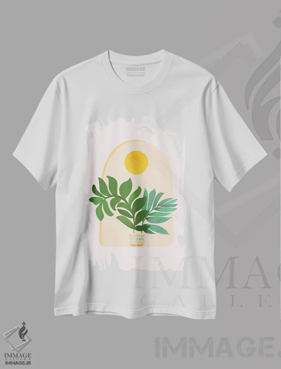 تیشرت سفید طرح دار – تیشرت بوهو ,صحنه تابستانی بوهمی اثر مدرن تروپیکال فروشگاه ایماژ