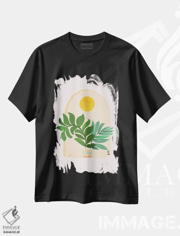 تیشرت مشکی طرح دار – تیشرت بوهو ,صحنه تابستانی بوهمی اثر مدرن تروپیکال immage.ir