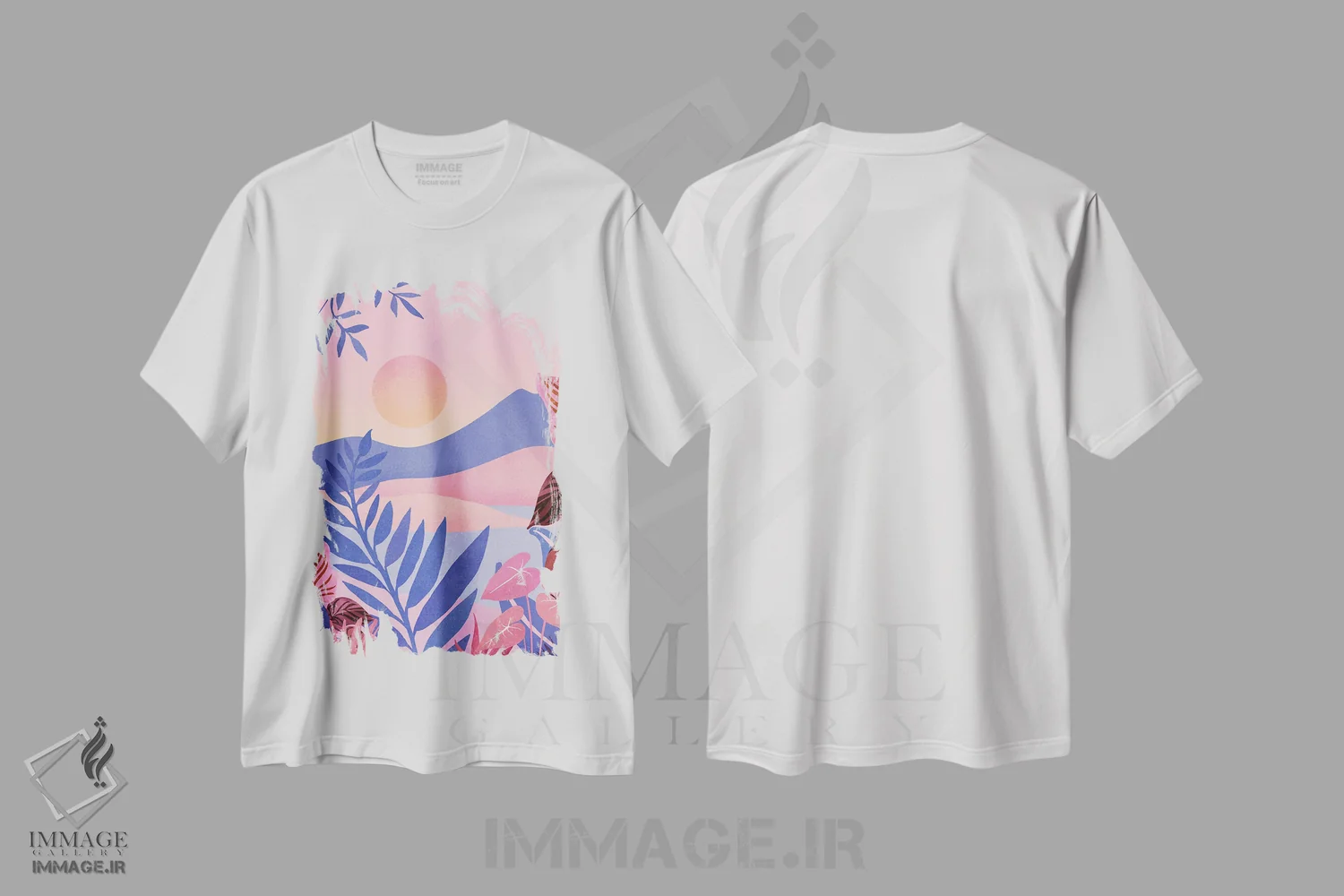 تیشرت سفید طرح دار – تیشرت وینتیج ,غروب هاوایی اثر مدرن تروپیکال immage.ir