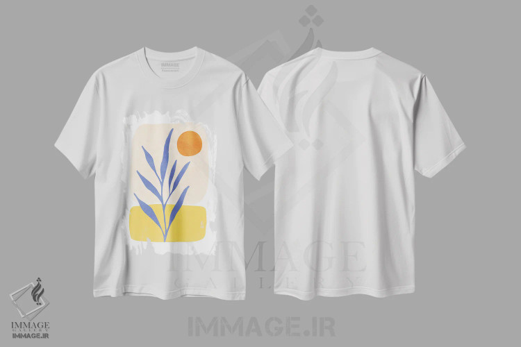 تیشرت سفید طرح دار – تیشرت مینیمال ,تعادل طبیعت اثر مدرن تروپیکال immage.ir