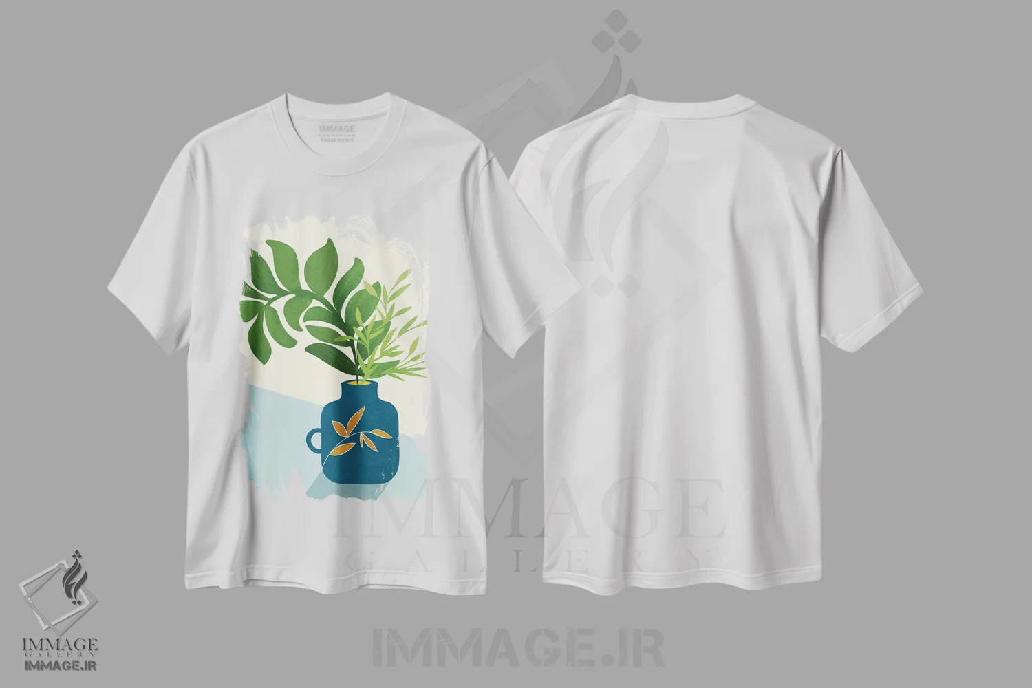 تیشرت سفید طرح دار – تیشرت هنری ,باغ پنجره قدیمی اثر مدرن تروپیکال فروشگاه ایماژ