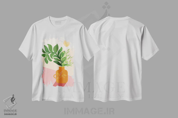 تیشرت سفید طرح دار – تیشرت طبیعت ,سبزینه و نور خورشید اثر مدرن تروپیکال immage.ir