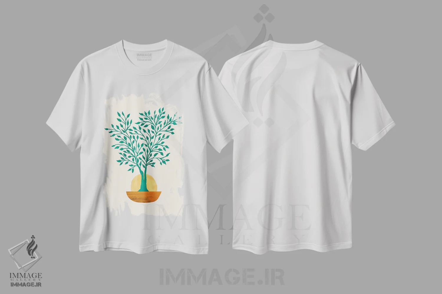 تیشرت سفید طرح دار – تیشرت هنری ,غروب زمردی انتزاعی اثر مدرن تروپیکال immage.ir