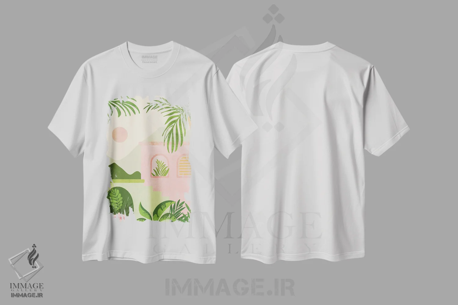 تیشرت سفید طرح دار – تیشرت منظره ,ویلا کوهستانی اثر مدرن تروپیکال فروشگاه ایماژ