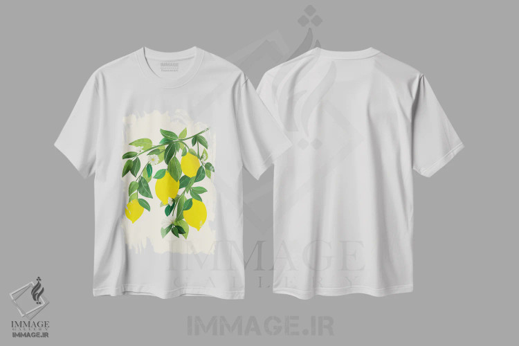 تیشرت سفید طرح دار – تیشرت میوه ,لیموهای آفتابی اثر مدرن تروپیکال فروشگاه ایماژ