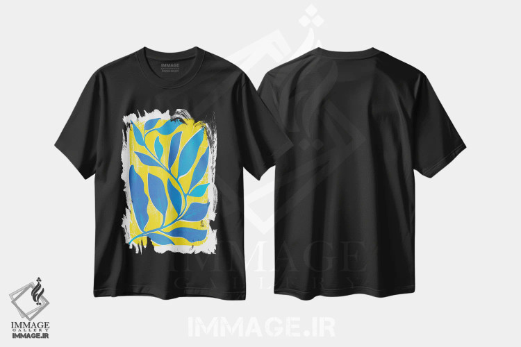 تیشرت مشکی طرح دار – تیشرت استوایی ,با من برقص اثر مدرن تروپیکال فروشگاه ایماژ