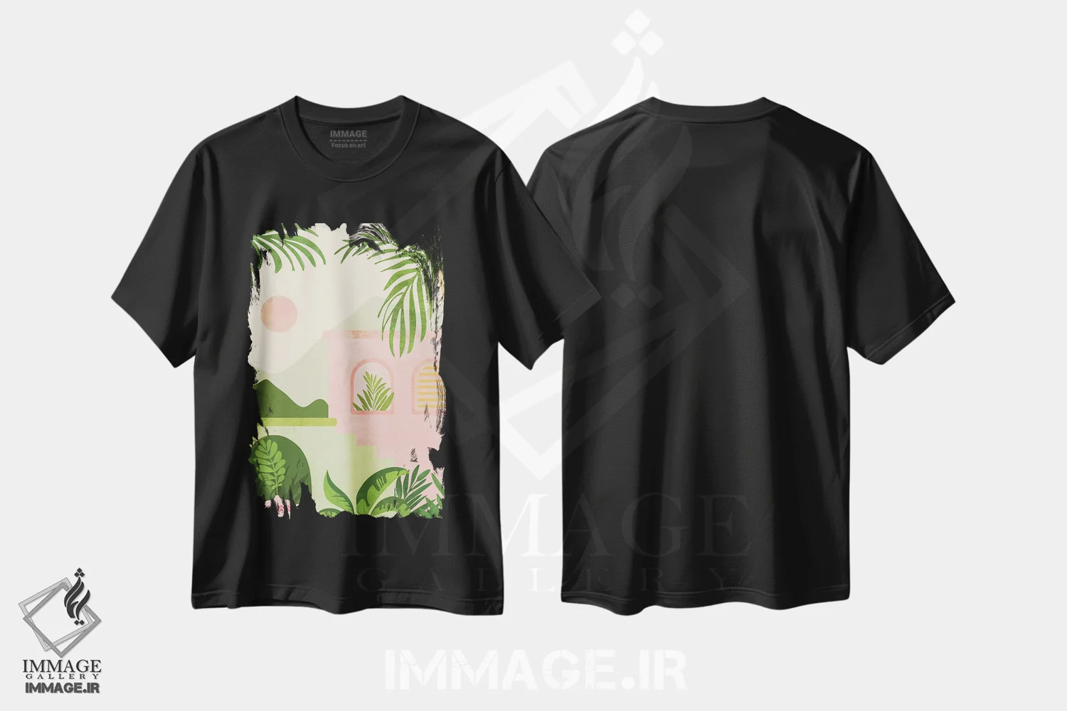 تیشرت مشکی طرح دار – تیشرت منظره ,ویلا کوهستانی اثر مدرن تروپیکال immage.ir