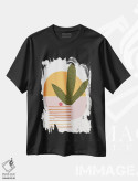 تیشرت مشکی طرح دار – تیشرت انتزاعی ,منظره آفتابی سبز بیابان اثر مدرن تروپیکال immage.ir