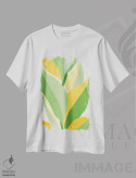 تیشرت سفید طرح دار – تیشرت برگ ,طبیعت معاصر آفتابی اثر مدرن تروپیکال فروشگاه ایماژ