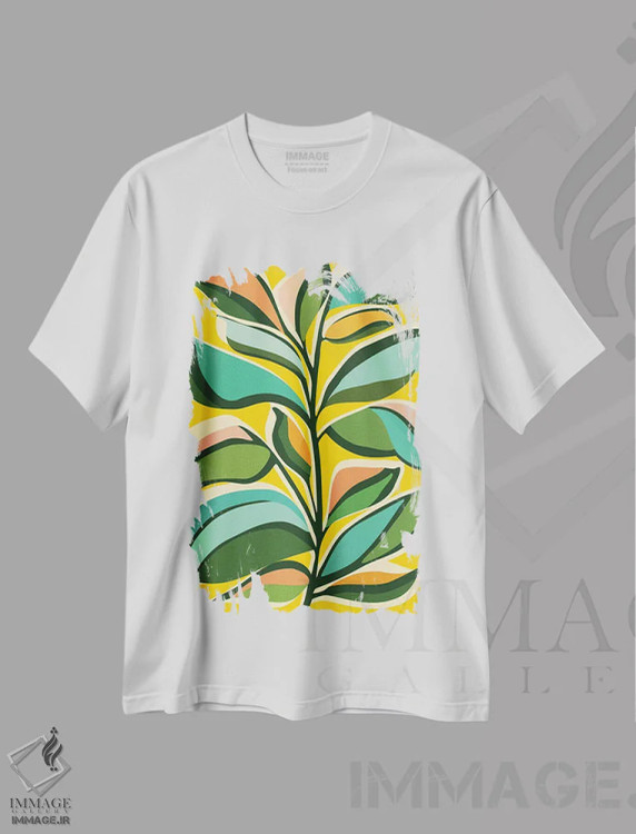 تیشرت سفید طرح دار – تیشرت رنگی ,جشن اثر مدرن تروپیکال فروشگاه ایماژ