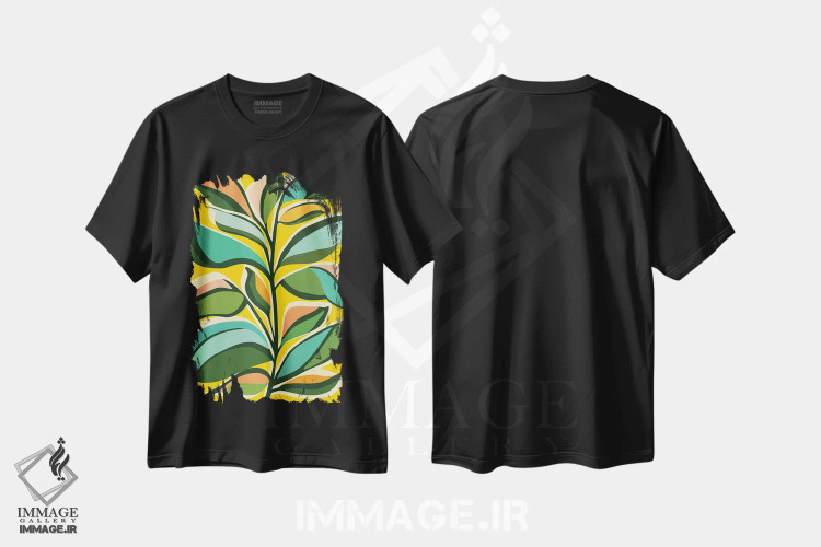 تیشرت مشکی طرح دار – تیشرت رنگی ,جشن اثر مدرن تروپیکال immage.ir