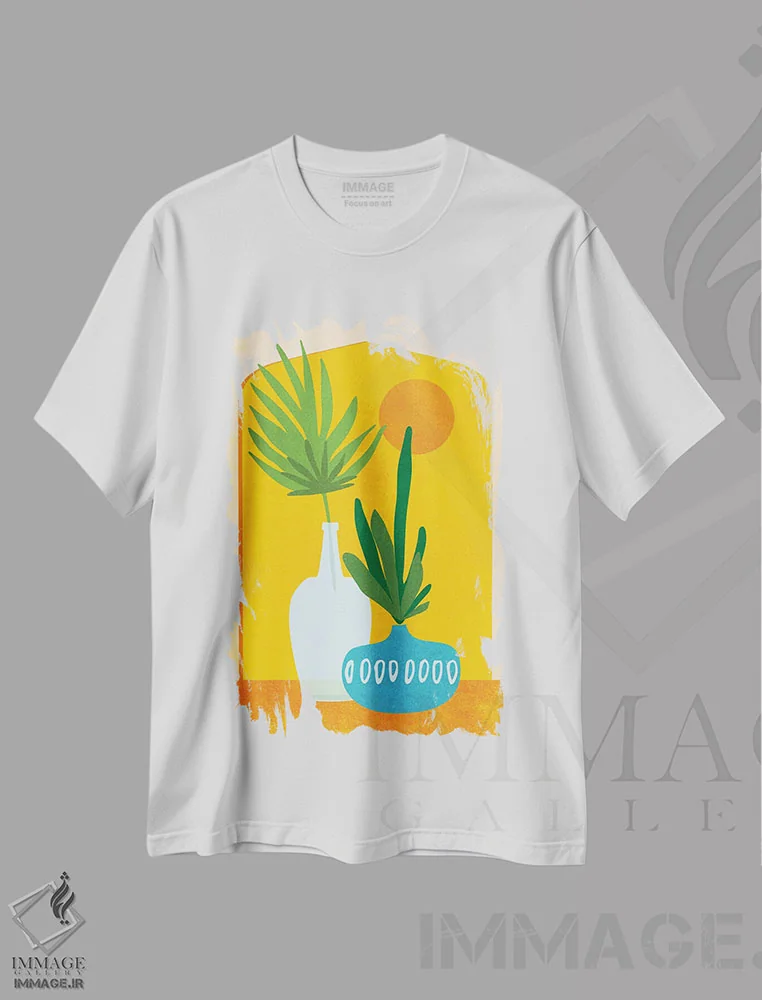 تیشرت سفید طرح دار – تیشرت مدرن ,خانه تلفیقی اثر مدرن تروپیکال فروشگاه ایماژ
