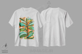 تیشرت سفید طرح دار – تیشرت گرمسیری ,باغ شکرگزاری اثر مدرن تروپیکال immage.ir