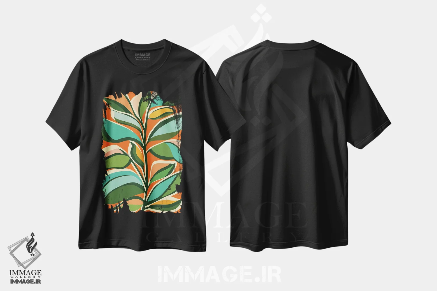 تیشرت مشکی طرح دار – تیشرت گرمسیری ,باغ شکرگزاری اثر مدرن تروپیکال فروشگاه ایماژ