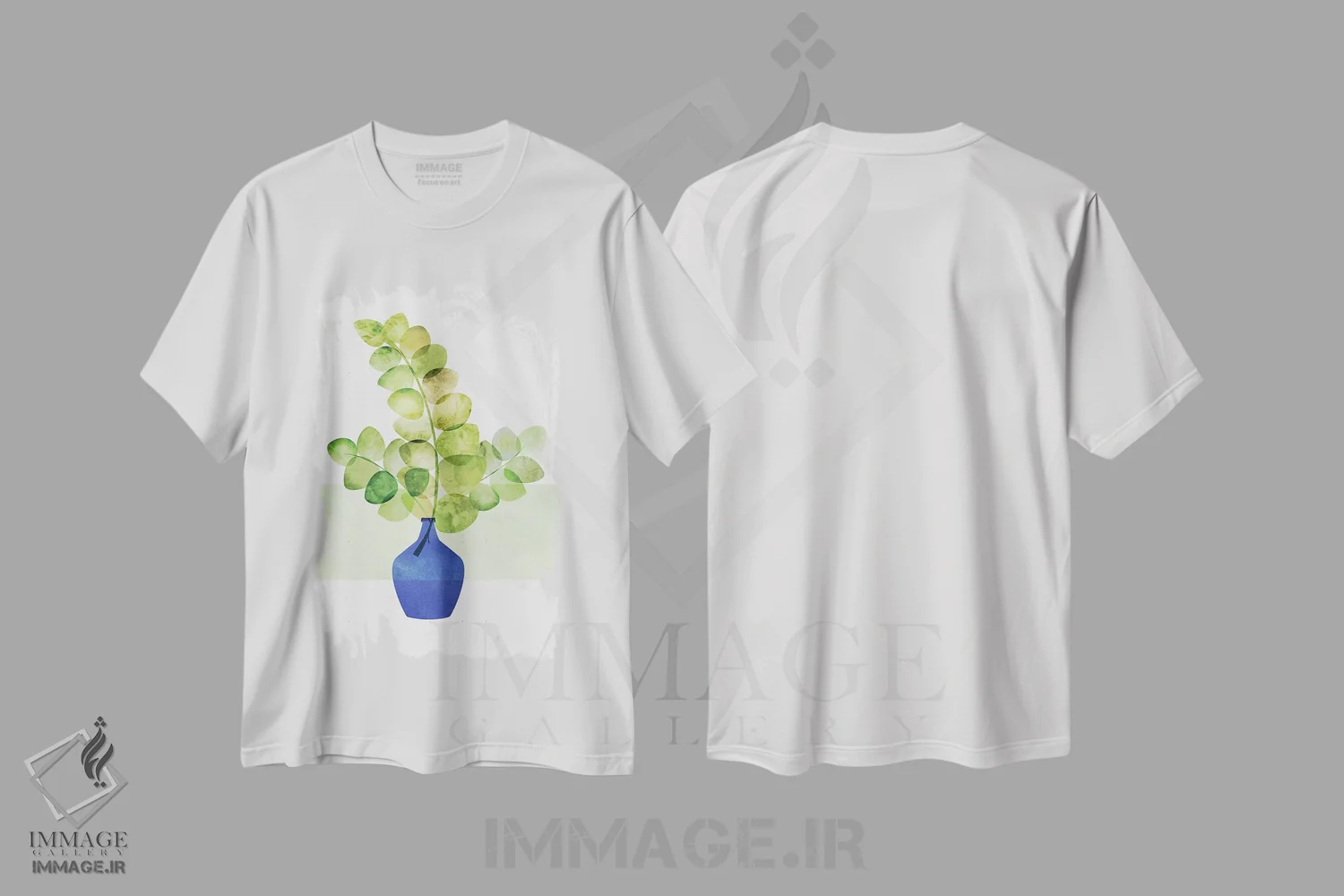 تیشرت سفید طرح دار – تیشرت مینیمال ,مطالعه اوکالیپتوس اثر مدرن تروپیکال immage.ir