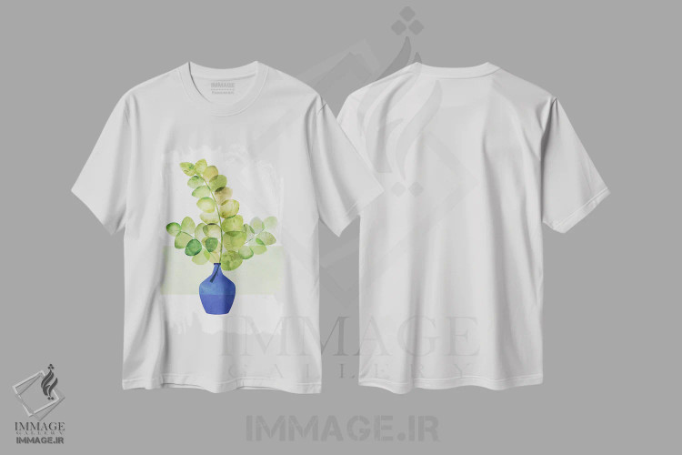 تیشرت سفید طرح دار – تیشرت مینیمال ,مطالعه اوکالیپتوس اثر مدرن تروپیکال immage.ir