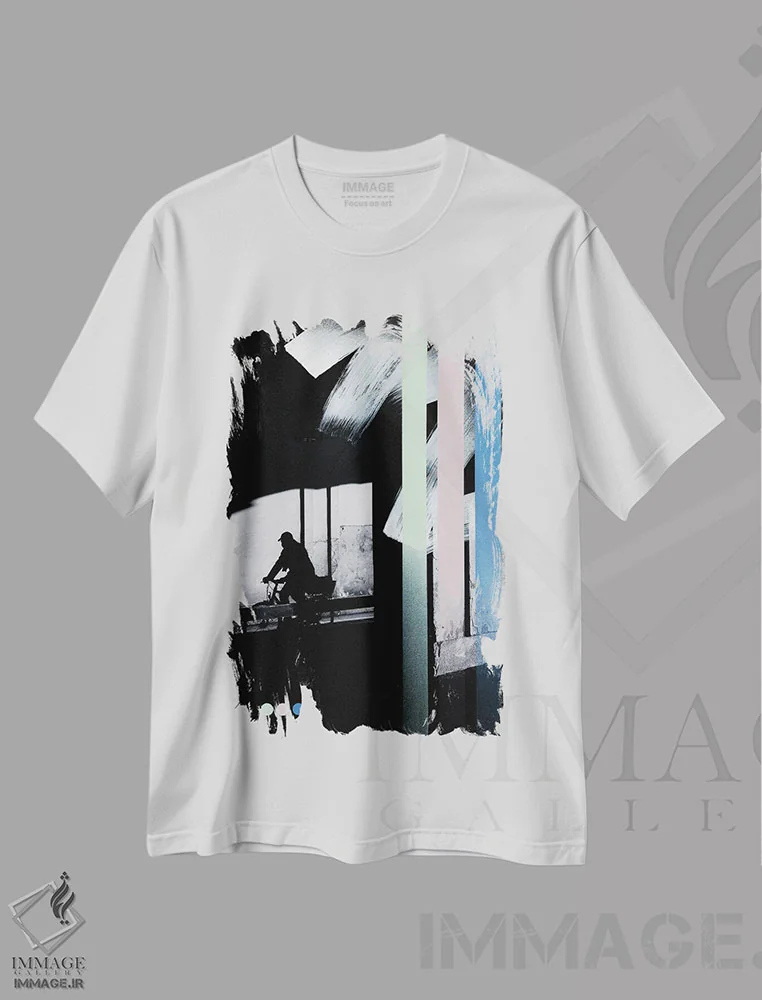 تیشرت سفید طرح دار – تیشرت اسپرت شهری ,سوار روح اثر مارتین الزنر فروشگاه ایماژ