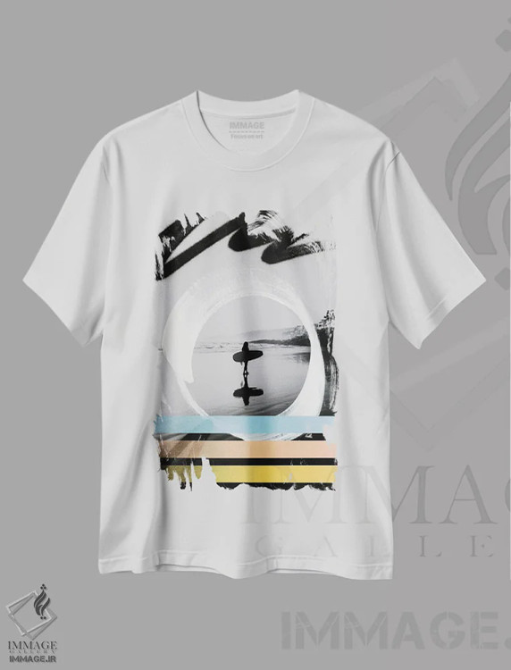 تیشرت سفید طرح دار – تیشرت موج سواری ,رفتن به موج سواری اثر مارتین الزنر فروشگاه ایماژ