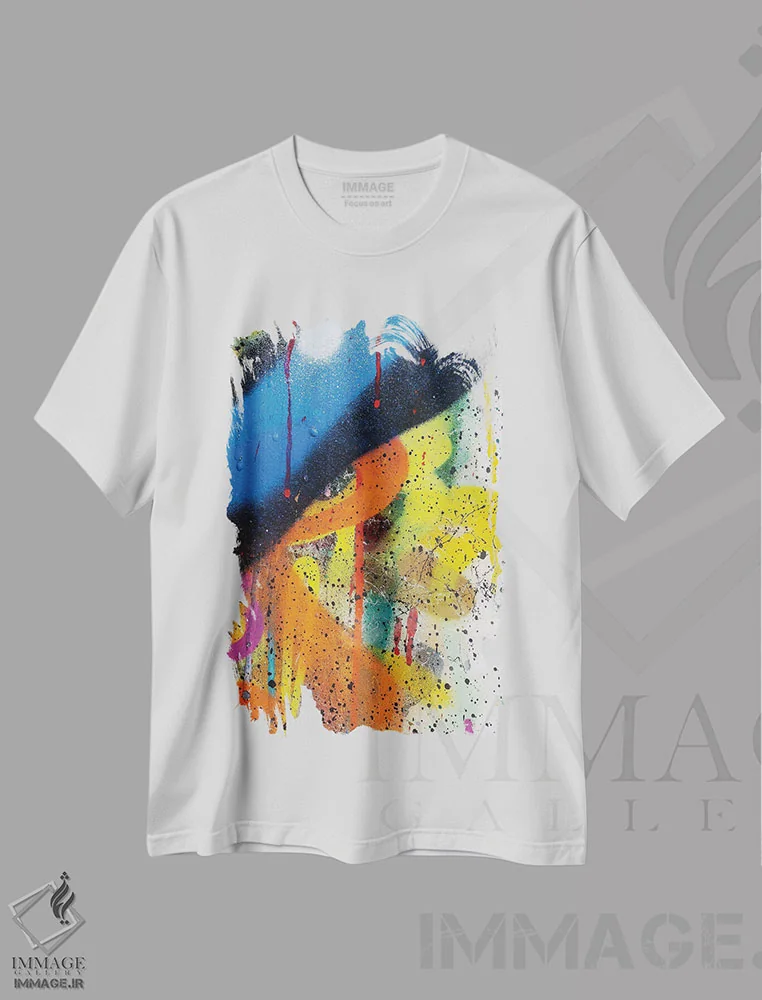 تیشرت سفید طرح دار – تیشرت انتزاعی ,نقطه کوچک اثر مارتین الزنر immage.ir