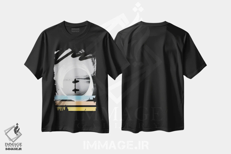 تیشرت مشکی طرح دار – تیشرت موج سواری ,رفتن به موج سواری اثر مارتین الزنر immage.ir