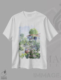 تیشرت سفید طرح دار – تیشرت طبیعت ,باغ ایتالیایی اثر پیتر موتز immage.ir