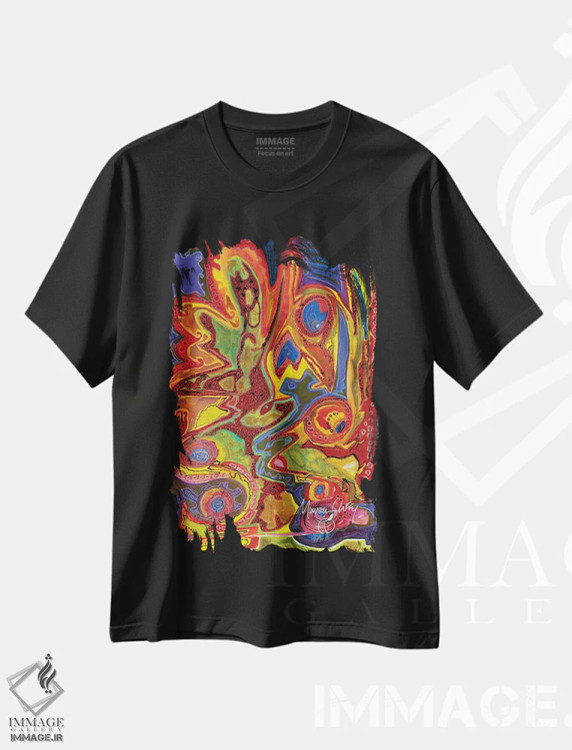 تیشرت مشکی طرح دار – تیشرت گرافیکی ,جفت کردن قطعات اثر مورین کلافی فروشگاه ایماژ