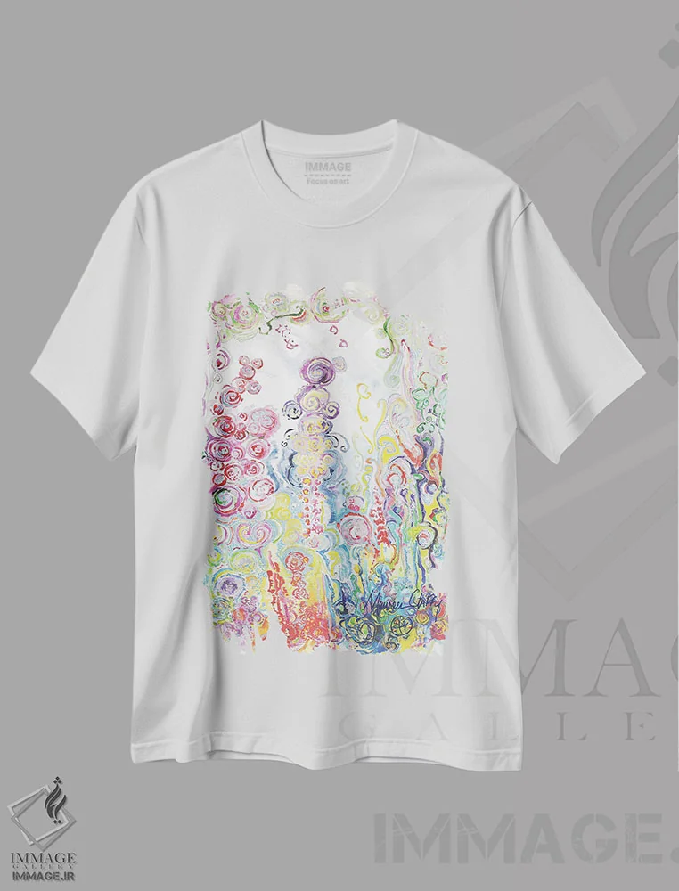 تیشرت سفید طرح دار – تیشرت فانتزی ,شادی در بطری اثر مورین کلافی immage.ir