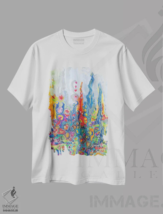 تیشرت سفید طرح دار – تیشرت هنری ,قلب به یاد می آورد اثر مورین کلافی فروشگاه ایماژ