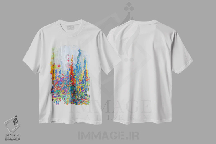 تیشرت سفید طرح دار – تیشرت هنری ,قلب به یاد می آورد اثر مورین کلافی فروشگاه ایماژ